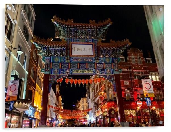  Chinatown at Christmas, London Acrylic by Ailsa Darragh