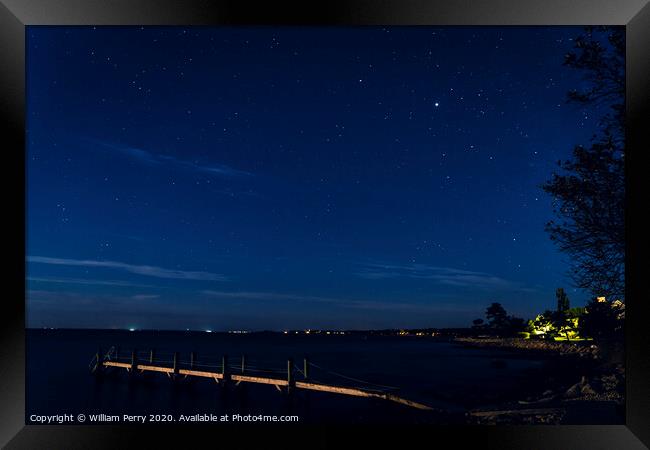  Night Pier Padanaram Dartmouth Massachusetts Framed Print by William Perry