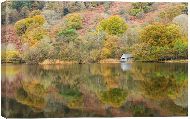 Autumn at Rydal Water Boathouse Canvas Print by CHRIS BARNARD