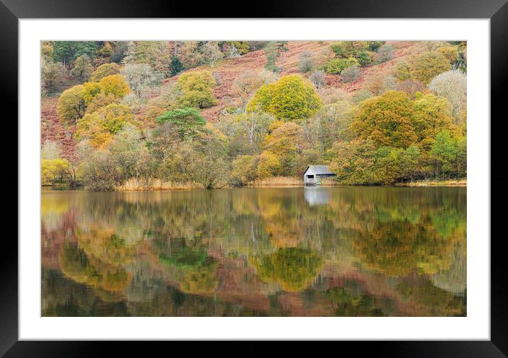 Autumn at Rydal Water Boathouse Framed Mounted Print by CHRIS BARNARD