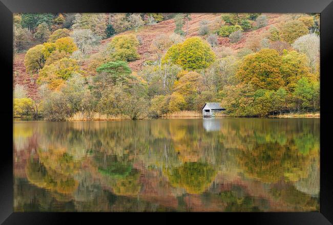 Autumn at Rydal Water Boathouse Framed Print by CHRIS BARNARD