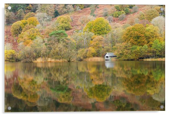 Autumn at Rydal Water Boathouse Acrylic by CHRIS BARNARD