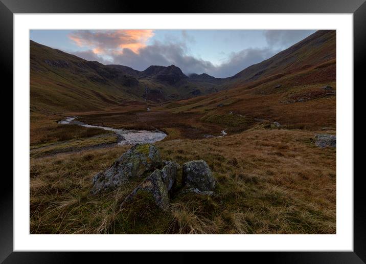 Sunset Deepdale Valley Lake District Framed Mounted Print by CHRIS BARNARD