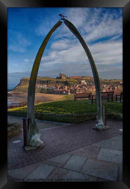 Whitby Whalebones Framed Print by John Biggadike