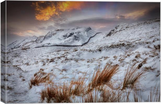 The snow capped beauty of Cribarth mountain Canvas Print by Leighton Collins
