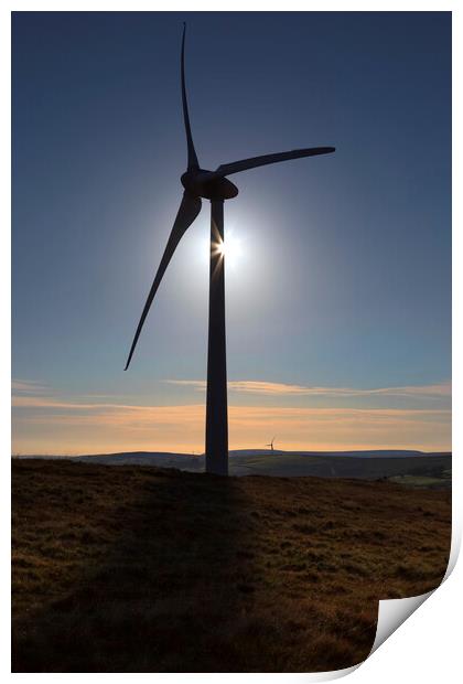 A wind turbine in Wales Print by Leighton Collins