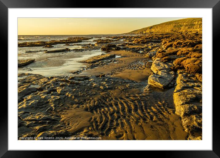Dunraven Bay on a cold sunny Evening south wales Framed Mounted Print by Nick Jenkins