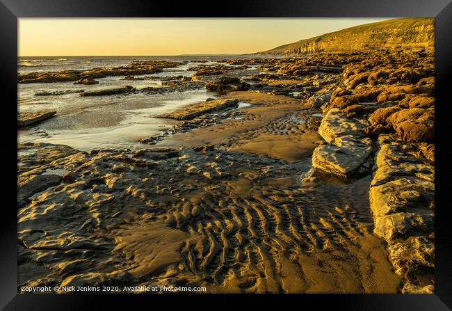 Dunraven Bay on a cold sunny Evening south wales Framed Print by Nick Jenkins