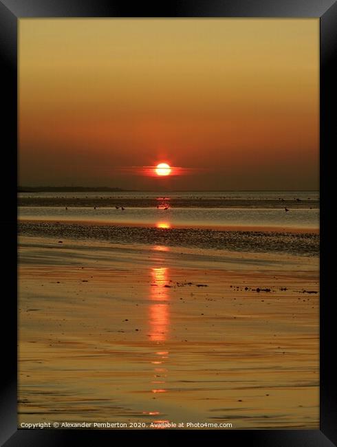 Sunset Over Leasowe Bay  ,Wirral, Merseyside. Engl Framed Print by Alexander Pemberton