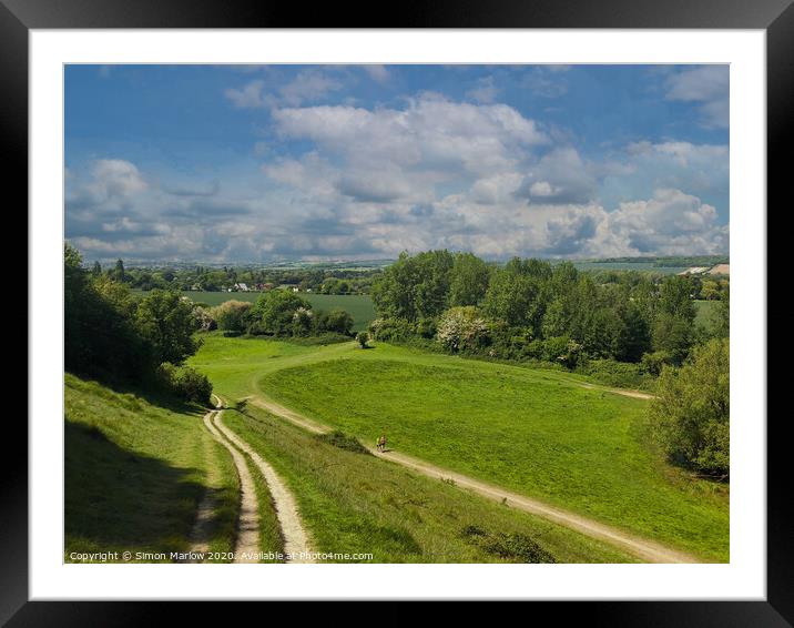 Looking out to the village of Cookham Framed Mounted Print by Simon Marlow