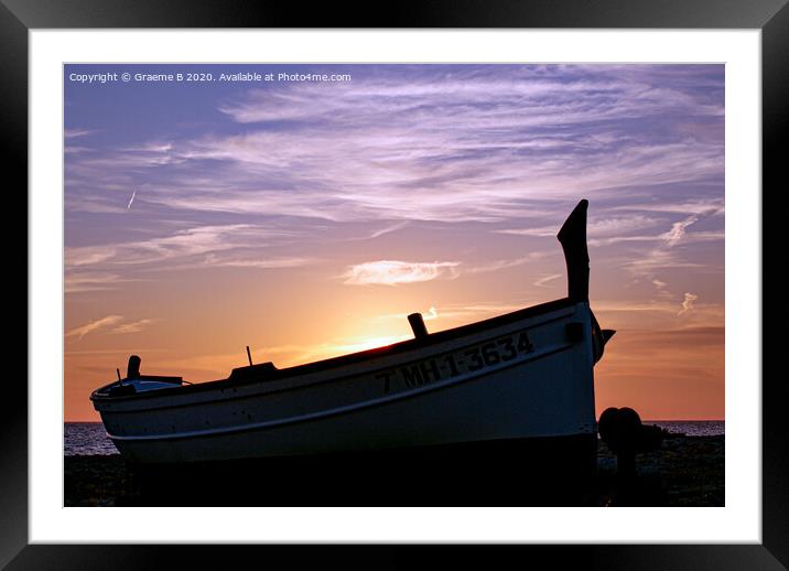 Sunset Boat Framed Mounted Print by Graeme B