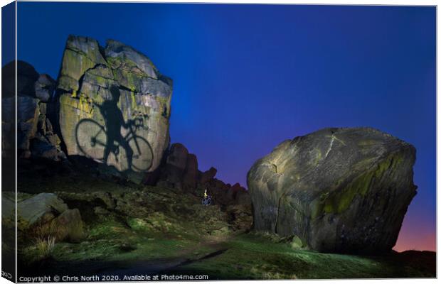 Cow and calf rocks, Ilkley. Canvas Print by Chris North
