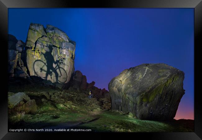 Cow and calf rocks, Ilkley. Framed Print by Chris North