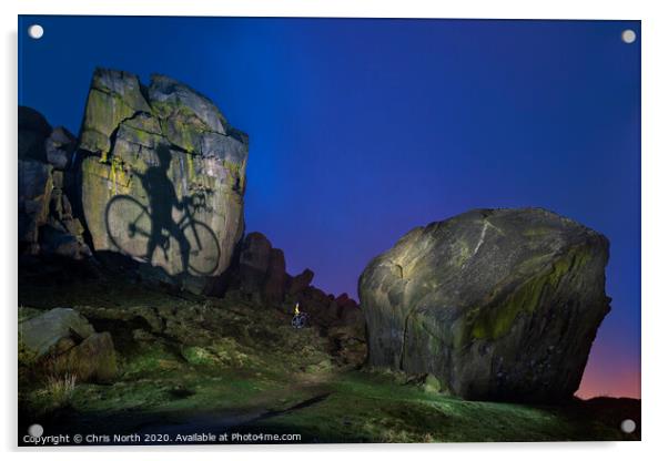 Cow and calf rocks, Ilkley. Acrylic by Chris North