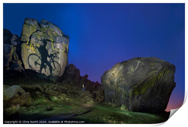 Cow and calf rocks, Ilkley. Print by Chris North