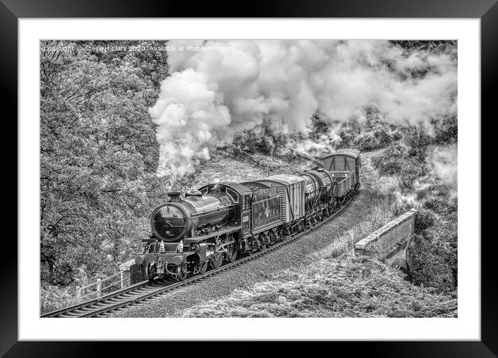 62005 K1 Goods Train - Black and White Framed Mounted Print by Steve H Clark