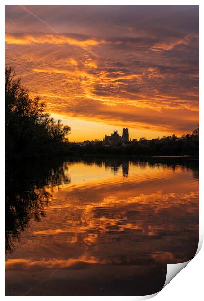 Sunset over Ely, 6th November 2020 Print by Andrew Sharpe