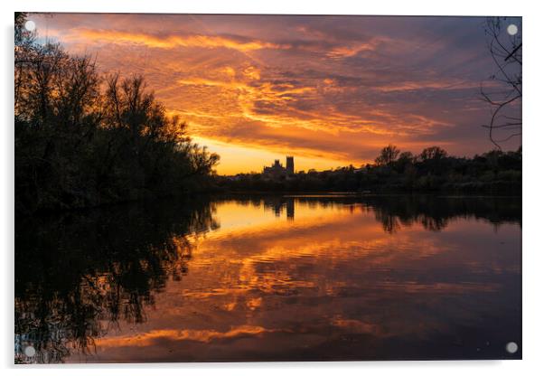 Sunset over Ely, 6th November 2020 Acrylic by Andrew Sharpe