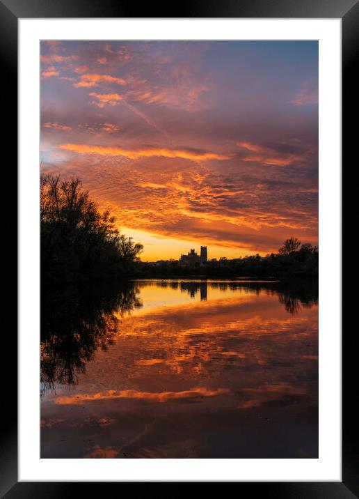 Sunset over Ely, 6th November 2020 Framed Mounted Print by Andrew Sharpe