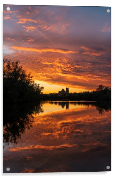 Sunset over Ely, 6th November 2020 Acrylic by Andrew Sharpe