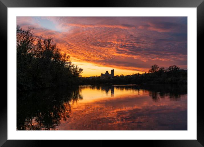 Sunset over Ely, 6th November 2020 Framed Mounted Print by Andrew Sharpe