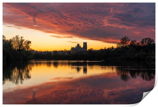 Sunset over Ely, 6th November 2020 Print by Andrew Sharpe