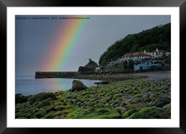 Babbacombe Beach Under A Rainbow Framed Mounted Print by rawshutterbug 