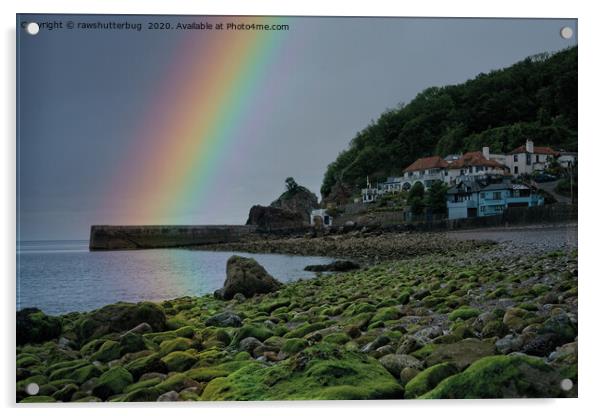 Babbacombe Beach Under A Rainbow Acrylic by rawshutterbug 