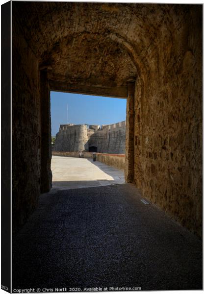 The Royal walls of Ceuta , the fortifications around sCeuta. Canvas Print by Chris North