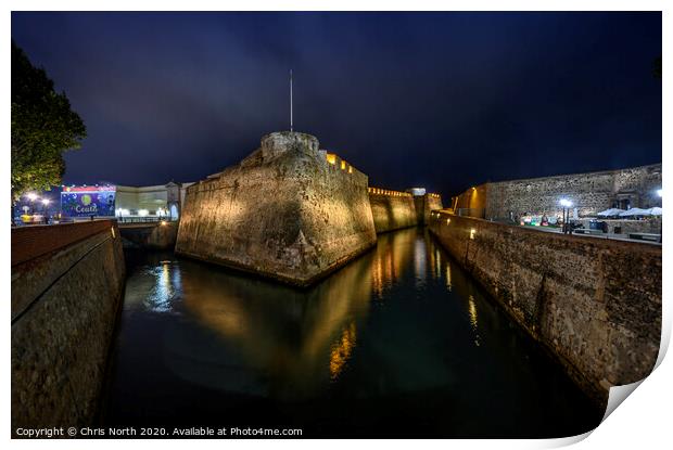 The Royal walls of Ceuta , the fortifications arou Print by Chris North
