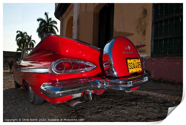 Red Chevrolet convertible. Print by Chris North