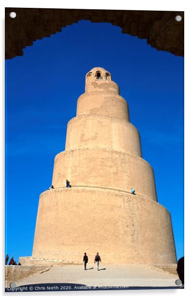 The spiral minaret, Samarra, Iraq. Acrylic by Chris North