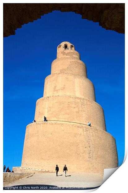 The spiral minaret, Samarra, Iraq. Print by Chris North
