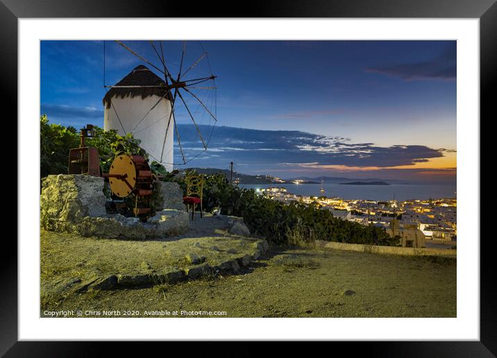 Sunset over Mykonos, Greece Framed Mounted Print by Chris North