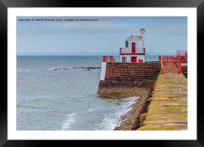 Harbour Wall Lighthouse Framed Mounted Print by Valerie Paterson
