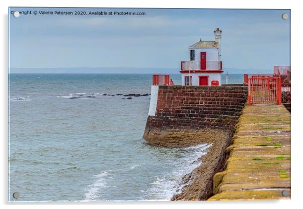Harbour Wall Lighthouse Acrylic by Valerie Paterson