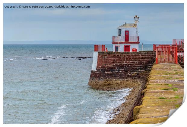 Harbour Wall Lighthouse Print by Valerie Paterson