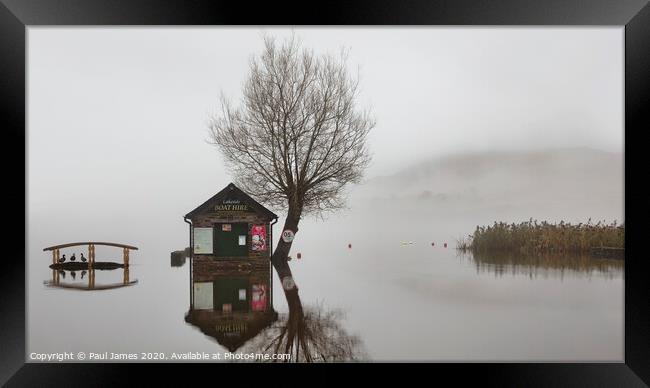 Llangorse Lake, weather for ducks Framed Print by Paul James