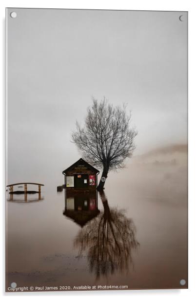 Llangorse flooded. Acrylic by Paul James