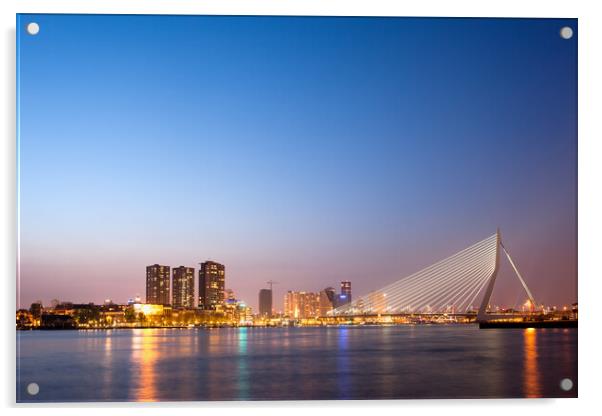 Rotterdam Skyline at Twillight Acrylic by Artur Bogacki