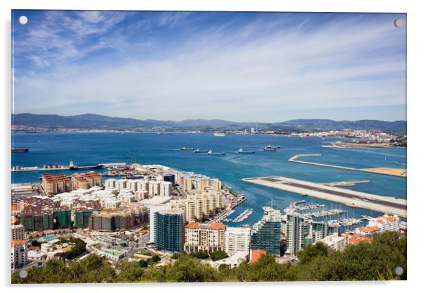 Gibraltar City and Bay Acrylic by Artur Bogacki
