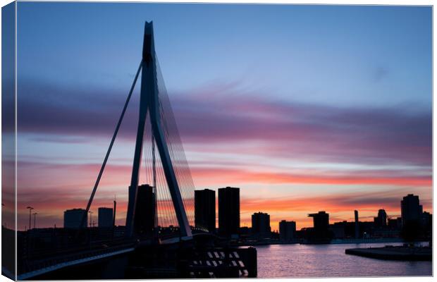 City of Rotterdam Skyline Silhouette Canvas Print by Artur Bogacki