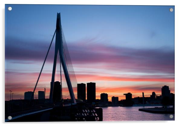 City of Rotterdam Skyline Silhouette Acrylic by Artur Bogacki