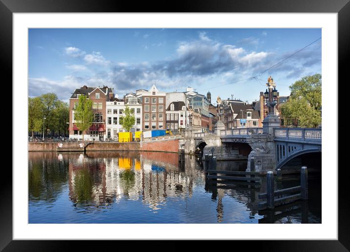 City of Amsterdam by the Amstel River Framed Mounted Print by Artur Bogacki