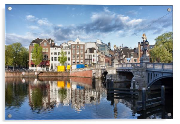City of Amsterdam by the Amstel River Acrylic by Artur Bogacki