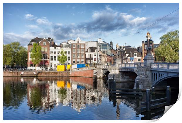 City of Amsterdam by the Amstel River Print by Artur Bogacki