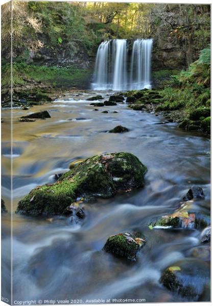 Sgwd Yr Eira on the Afon Hepste. Canvas Print by Philip Veale