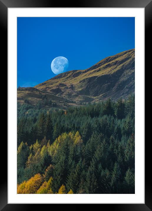Moon at Lubnaig Framed Mounted Print by Duncan Loraine
