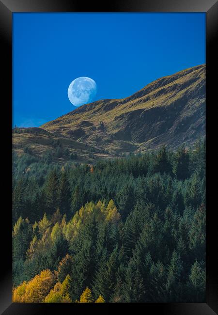 Moon at Lubnaig Framed Print by Duncan Loraine