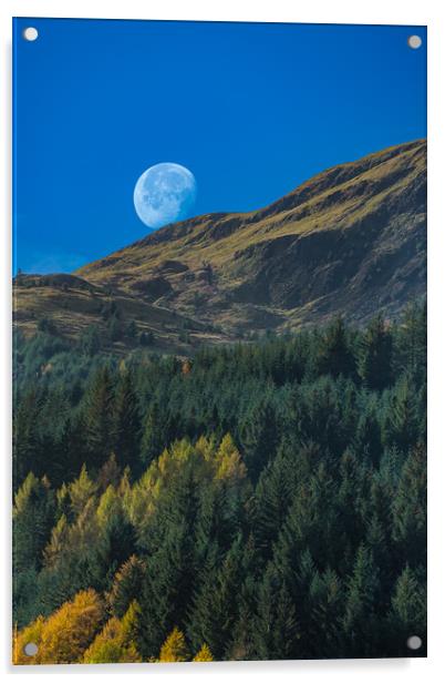 Moon at Lubnaig Acrylic by Duncan Loraine